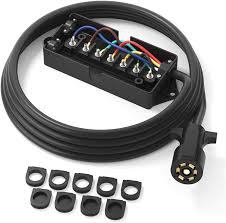 Amazon Com Heavy Duty 7 Way Plug Inline Trailer Cord With 7 Gang Junction Box Weatherproof Corrosion Resistant Double Prongs Rv 7 Pin Gang Wire Pole Inline Light Trailer Wiring Harness Cable