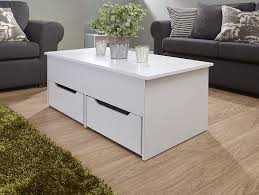 With hidden roller wheels and an oak veneer finish, this. Ultimate Two Drawer Lift Up Storage Coffee Table White Amazon Co Uk Kitchen Home