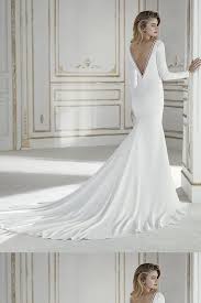 Wedding Dress V Neck Mermaid Wedding Dress Long Sleeves Wedding Long Sleeve Wedding Dress Simple Bell Sleeve Wedding Dress Mermaid Wedding Dress With Sleeves