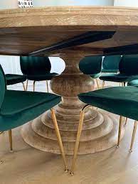 Rounding out the design, a thick column and a round pedestal base provide structure and support. 76 Round Pedestal Dining Table Whitewash In 2021 Round Pedestal Dining Table Round Pedestal Dining Round Dining Room Table