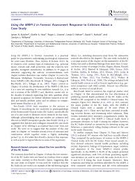 28 full pdfs related to this paper. Pdf Using The Mmpi 2 In Forensic Assessment Response To Criticism About A Case Study