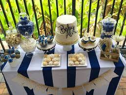 Boy Baby Shower Blue White And Gold Baby Shower Decorations For Boys Navy Baby Showers Baby Shower Nautical Theme