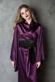 Classic Floor Length Silk Kimono In Purple Kimonokollection Lingerielove Silk Silkrobe Satin Kimono Long Kimono Robe Long Kimono