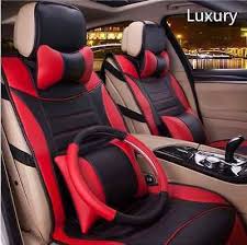 Black And Red Leather Car Seat Covers Premium Leather Universal Car Seat Covers Full Set Front Rear Red Black Holden