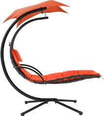 This outdoor hanging chair rack weighs only 41 pounds and is very portable, allowing you to enjoy it anywhere indoors or outdoors. Amazon Com Patio Chair Hanging Lounge Chair Hanging Chaise Lounger Chair Floating Chaise Canopy Swing Lounge Chair W Built In Pillow And Removable Canopy Hammock Arc Stand Air Porch Stand Orange Garden Outdoor