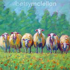 Flock Of Sheep Original Painting 12x12 Etsy Sheep Paintings Sheep Art Animal Paintings