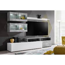 Meuble tv led gris et blanc. Ensemble Meuble Tv Light Blanc Et Gris