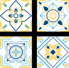 Ceramic wall tile (12.5 sq. Blue And Yellow Eclectic Tiles Tile Coasters Tenstickers