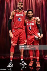 Rudy Gobert And Donovan Mitchell Of Team Giannis Pose For A Portrait Donovan Mitchell Donovan Basketball Players Nba