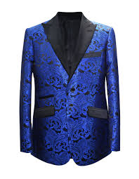 Etrofloral & paisley print jacket. Mens Paisley Floral Tuxedo Jacket In Royal Blue Black