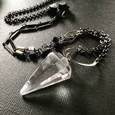 Quartz Crystal Pendulum Necklace With Black Tourmaline And Etsy Black Tourmaline Crystal Pendulum Quartz Crystal
