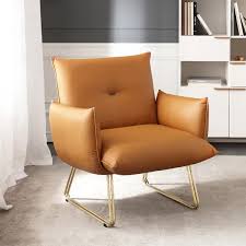 A bit of attentive care and a modern makeover will make Orange Leath Aire Fabric Accent Chair Upholstered Arm Chair Stainless Steel Gold Legs