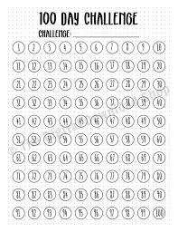 100 Day Challenge Printable Bullet Journal 100 Day Project Worksheet Bujo 100 Day Challenge Tracker Goal Tracker Habit Tracker Resolution In 2020 Bullet Journal Ideas Pages Goals Bullet Journal Journal Template