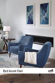 Byrd Accent Chair Is Neat And Stylish In Navy With A Mid Century Modern Silhouette Furnituerow Liv Accent Chairs Navy Chair Living Room Beige Living Rooms