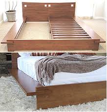 Bed frame that is exceedingly cushioned, modern, beautiful and minimalistic. Platform Beds Low Platform Beds Japanese Solid Wood Bed Frame