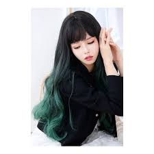 Here is how you can style it in the best possible manner. Cosplay Wig Tefure Mode Long Wavy Hair Black Green Emerald Gradation Meccha Japan