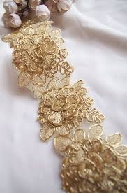 40 gold lace trim fabric ranked in order of popularity and relevancy. Gold Cord Lace Trim Gold Alencon Lace Trim 3d Rose Etsy Lace Trim Embroidered Lace Fabric Corded Lace