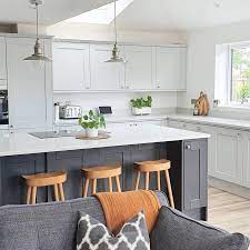 Handless 'j' profile hi gloss graphite & white. Fairford Dove Grey Kitchen And Fairford Charcoal Kitchen In 2021 Open Plan Kitchen Dining Living Open Plan Kitchen Living Room Kitchen Remodel Design