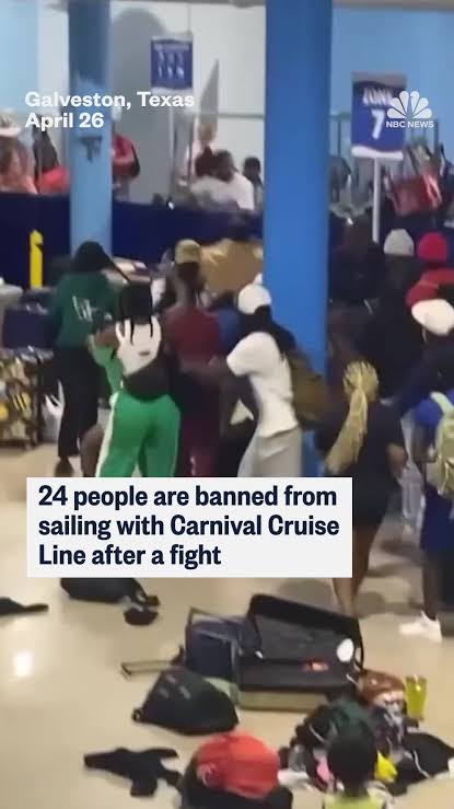 24 people have been banned from sailing with Carnival Cruise Line after  getting into a fight.