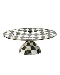 Black And White Checkered Cake Stand Mackenzie Childs Large Courtly Check Pedestal Platter In 2020 Courtly Check Mackenzie Childs Inspired Enamelware