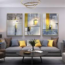 3 Pieces Gold Art Abstract Painting Canvas Wall Art Picture Etsy In 2020 Living Room Pictures Yellow Living Room Living Room Decor Apartment