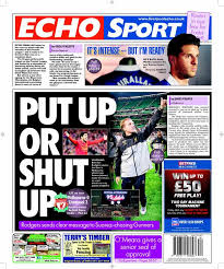 Find out about the latest injury updates, transfer information, ticket availability, academy progress and team news. Liverpool Fc News On Twitter Here S The Back Page Of Today S Echo With Our Rodgers Story Leading It Http T Co Xm1es7dahl