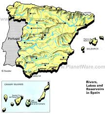 Map location, cities, capital, total area, full size map. Map Of Rivers Lakes And Resevoirs In Spain Planetware