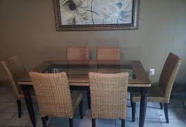 Stools and protective glass included. Pier One Glass Top Dining Table Glass Dining Room Table Wicker Dining Room Chairs Dining Table
