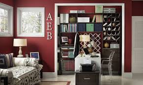 Red says confident and powerful, while blue says calming and trustworthy. this color combination offers a little bit of both, with slightly desaturated shades that aren't overpowering. 20 Home Offices That Turn To Red For Energy And Excitement