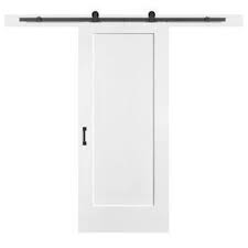 Masonite Traditional 36 In X 84 In Primed White 1 Panel Primed Molded Composite Single Barn Door Hardware Included Lowes Com Garage Door Design Interior Barn Doors Barn Door Kit