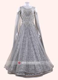 This Grey Net Fabric Heavy Embroidered Gown Will Be An Ideal Pick For A Wedding Party It Featu Saree Designs Party Wear Beautiful Dresses Indian Gowns Dresses