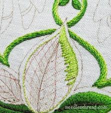 Long Short Stitch Shading On Leaves Garden Embroidery Long And Short Stitch Crewel Embroidery Kits