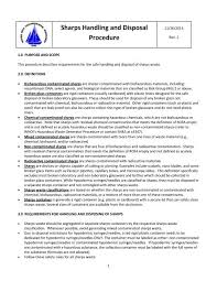 Here is the full source taken from the above reference: Sharps Handling And Disposal Procedure