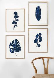 Blue Leaf Print Blue Art Abstract Blue Paint Navy Print Etsy Blue Art Blue Abstract Art Blue Wall Art
