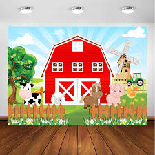 Our ceiling decorations add party details and accents that can make your whole event style or party theme come together. Buy Avezano Farm Red Barn Backdrop For Kids Party Cartoon Farm Animals Birthday Party Photoshoot Photography Background Farm Theme Party Cake Table Banner Photobooth Decorations 7x5ft Online In Turkey B08k7bsjl2