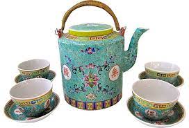 Chinese Turquoise Teapot With Four Cups And Saucers Dimensions Teapot 6 5 H X 6 5 L X 5 W Cup 3 H X 2 5 Dia Saucer Chinese Tea Set Tea Pots Chinese Tea