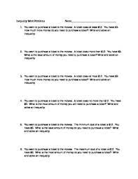 Inequality Word Problems By Kathleen Monegan Tpt