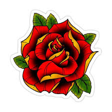 Neotraditional Rose In Red Sticker By Arranvictory Traditional Rose Tattoos Blue Rose Tattoos Yellow Rose Tattoos