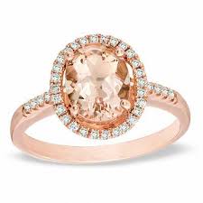 oval morganite and 1 5 ct t w diamond frame ring in 10k rose gold gordons jewelers