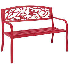 Best Choice Products 50in Steel Outdoor Patio Garden Park Bench Porch Chair Yard Furniture W Pastoral Bird Design Red Walmart Com Outdoor Living Furniture Yard Furniture Outdoor Living Patio