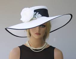 Black And White Hat Wedding Hat Kentucky Derby Hat Ascot Hat Black And White Hat Occasion Hat Wide Brim Hat Big Hat Dressy Hats Derby Hats Elegant Hats