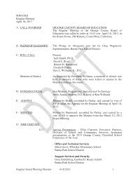 Regular Board Meeting Minutes 4/18/2013 1 MINUTES Regular Meeting April 18,  2013 A. CALL TO ORDER ORANGE COUNTY BOARD OF EDUCA