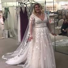 Illusion Sleeve Plunging Plus Size Wedding Dress David S Bridal Plusweddingdresses Plus Wedding Dresses Winter Wedding Dress Davids Bridal Wedding Dresses