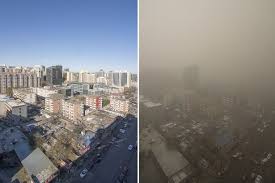 Beijing Smog Pictures Before And After Alert Show How Chinese Capital Has Been Brought To Virtual Standstill Irish Mirror Online