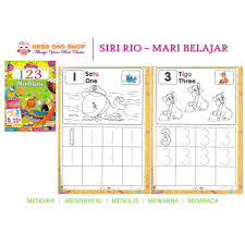 Berikut merupakan koleksi latihan kemahiran asas menulis nombor (worksheet). Buku Prasekolah Siri Rio Mari Belajar Nombor 123 Abc Huruf Kecil Abc Huruf Besar Sifir Darab Aneka Shopee Malaysia