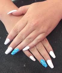 This gorgeous color can work any time in the year, and would look. Full Set Of Acrylic Nails With Gel Polish And A Marble Feature Acrylic Acrylicnails Nails Marble Blue White Nai White Acrylic Nails Nails Acrylic Nails