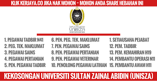 Do you study at universiti sultan zainal abidin? Kekosongan Universiti Sultan Zainal Abidin Unisza Kerja Kosong Kerajaan