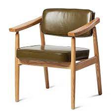 Olive Pu Leather Upholstered Ash Wood Frame Wooden Armchair For Dining Room Restaurant Wooden Armchair Dining Room Chairs Upholstered Wooden Dining Furniture