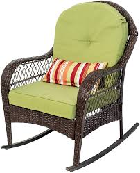 How much does a rattan rocking chair weigh? Amazon Com Sundale Outdoor Rocking Chair Wicker Rattan Patio Rocking Chairs With Green Olefin Cushion Pillow All Weather Porch Furniture For Outside Steel Frame Brown Kitchen Dining