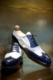 Black And White Wingtip Shoes Mens Two Tone White Blue Oxford Wing Tip Real Leather Handmade Men S Shoes Leather Formal Shoes Oxford Shoes Men Formal Shoes For Men
